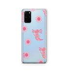 Multitronic Samsung Galaxy S20 Plus ile Uyumlu Pembe Aksolotl Desenli Şeffaf Telefon Kılıfı