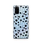 Multitronic Samsung Galaxy S20 Plus ile Uyumlu Siyah Çiçek Desenli Şeffaf Telefon Kılıfı