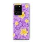 Multitronic Samsung Galaxy S20 Ultra ile Uyumlu Mor Sarı Çiçek Desenli Şeffaf Telefon Kılıfı