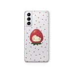 Multitronic Samsung Galaxy S21 ile Uyumlu Çilek Hello Kitty Desenli Şeffaf Telefon Kılıfı
