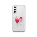 Multitronic Samsung Galaxy S21 ile Uyumlu Kalp Balon Tasarım Baskılı Şeffaf Kılıf