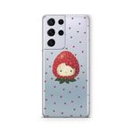 Multitronic Samsung Galaxy S21 Ultra ile Uyumlu Çilek Hello Kitty Desenli Şeffaf Telefon Kılıfı