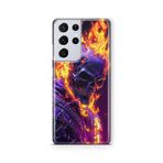 Multitronic Samsung Galaxy S21 Ultra ile Uyumlu Ghost Rider Tasarım Baskılı Şeffaf Kılıf