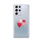 Multitronic Samsung Galaxy S21 Ultra ile Uyumlu Kalp Balon Tasarım Baskılı Şeffaf Kılıf