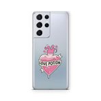 Multitronic Samsung Galaxy S21 Ultra ile Uyumlu Love Potion Tasarım Baskılı Şeffaf Kılıf