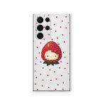 Multitronic Samsung Galaxy S22 Ultra ile Uyumlu Çilek Hello Kitty Desenli Şeffaf Telefon Kılıfı
