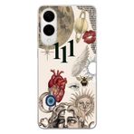 Multitronic Samsung Galaxy S25 Edge ile Uyumlu, Astro Sembolik Kolaj ve 111 Enerjisi Desenli, Şeffaf Telefon Kılıfı
