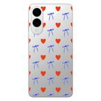Multitronic Samsung Galaxy S25 Edge ile Uyumlu Kalp ve Kurdele Desenli Şeffaf Telefon Kılıfı