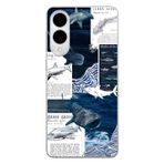 Multitronic Samsung Galaxy S25 Edge ile Uyumlu Köpekbalığı ve Okyanus Tema Desenli Şeffaf Telefon Kılıfı