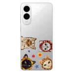 Multitronic Samsung Galaxy S25 Edge ile Uyumlu Sevimli Kediler Desenli Şeffaf Telefon Kılıfı