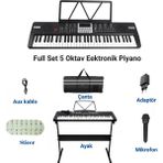 Multizone 61 Tuşlu 5 Oktav Dijital Org 100 Ses Ritim Mikrofon Nota Piyano Standı Taşıma Çantası