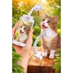 MultiZone Evcil Hayvan Fotoğraf Çekim Aparatı | Kedi Köpek Dikkat Çekici Telefon Klipsi | Pet Selfie Aparatı - Beyaz