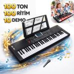 Multizone Işıklı 61 Tuşlu Dijital Çocuk Piyanosu Hediye Mikrofonlu Org 5 Oktav Elektronik Keyboard