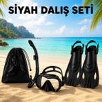 Multizone Profesyonel Siyah Dalış Seti Şnorkel Takımı Yüzme Paleti Dalış Gözlüğü Çantalı Yüzme Maskesi Deniz Havuz S-M, L-Xl - Siyah - TAM SET - L - XL