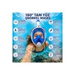 MultiZone Tam Yüz Şnorkel Maske 180° Panoramik Deniz Havuz Gözlüğü S-M, L-XL Beden Dry Top Anti Fog Şnorkel Seti