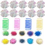 MuLuo 32 Adet Kırışık Toplar Kedi Oyuncak ve Kedi Bahar Oyuncak, 12 Adet Mylar Kırışık Top, 10 Adet Kedi Spiral Bahar, 10 Adet Işıltılı Toplar Tinsel poms, Etkileşimli Oynayan Kediler Yavru Kedi için