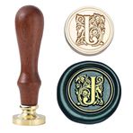 Mum Mührü Damgası Baş Harfi - Alfabe Mühür Mum Damgası, Vintage Harf J Damga Seti, Zarflar, Davetiyeler ve Düğün için 0,98 inç/25 mm Pirinç Mühür