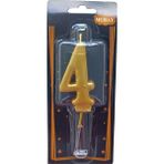 Mumay Ngüzel Party 4 Yaş Büyük Boy (7 Cm) 4 Rakam Lüks Pasta Mum Gold