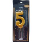 Mumay Ngüzel Party 5 Yaş Büyük Boy (7 Cm) 5 Rakam Lüks Pasta Mum Gold