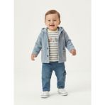 Mumbino Erkek Çocuk 3'lü Ceketli Takım / Ceket- T-Shirt- Pantolon 3 Parça Takım 06-24 Ay - 12 Ay - Açık Mavi