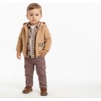 Mumbino Erkek Çocuk 4lü Ceketli Takım /ceket -Gömlek T-Shirt Pantolon 4 Parça Takım 6 - 24 Ay - 12 Ay - Kahverengi - Açık Kahverengi