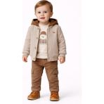 Mumbino Erkek Çocuk 4'lü Ceketli Takım / Ceket-Hırka- T-Shirt - Pantolon 4 Parça Takım 06-24 Ay - 6 Ay - Bej - Kahverengi