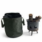 Mumlu Kanvas Çok Amaçlı Şömine Taşıma Çantası – Odun Taşıma Çantası, Piknik Tüpü Çantası, Kamp Ekipman Çantası, El Yapımı Outdoor Taşıma Çantası | Tanto Bushcraft (Haki)