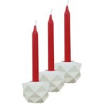 Mumluk Şamdan 3 Adet Tealight Ve İnce Mum Uyumlu Prizma Model - Beyaz