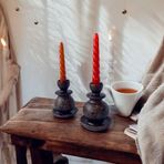 Mumluk Şamdan Seramik Dekoratif Retro, Rustik Tasarım (2 Adet)