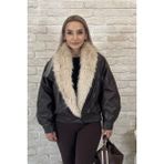 Muna Boutique Yakası Kürklü Acı Kahverengi Deri Kadın Mont Kadın Kaban