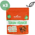 Munchey 3’lü Vegan Soğan ve Sarımsaklı Tohum Kraker 40 gram Yüksek Lifli Atıştırmalık - 120 gr