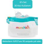 Munchkin Mikrodalga Sterilizatör Torbaları – 6’lı Set, 20×35,5 cm, Tekrar Kullanılabilir - Beyaz