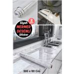 Munico 2 Adet 5 Metre x 60 Cm Beyaz Su Geçirmez ve Yağ geçirmez Kendinden Yapışkan Duvar Kağıdı Mermer Film