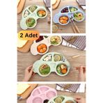 Munico 2 Adet Araba Şeklinde Bebek & Çocuklar Için Kahvaltı Tabağı Mama Tabağı Tablod Eğlenceli Iştah Açıcı