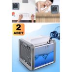 Munico 2 Adet Mini Klima Profesyonel Oda Ofis Fanı Soğutucu Set Masa Üstü Su ile Çalışan Akıllı Soğutucu - Çok Renkli
