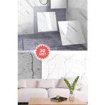 Munico 30PC 30x30 Cm Kendinden Yapışkanlı Beyaz 3D Şık Fayans Duvar Yapıştırma Duvar Kağıdı Dekorasyon