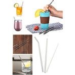 Munico 3'lü Metal Pipet Seti Paslanmaz Çelik Düz & Eğik Pipet &pipet Temizleme Fırçası Chef Içecek Tadım