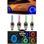 Munico 4 Adet Sibop Kapağı Işıklı Bisiklet Araba Motosiklet Yeşil Işıklı Sibop Kapağı Araba Lastik Sibop