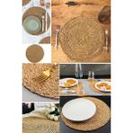 Munico 4'lü Amerikan Servis Set Dayanıklı Kaymaz Dokuma 35CM Placemat Runner Ahşap Hasır Yemek Servis Sunum - Beyaz - Sarı - Çok Renkli