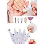 Munico 5 In 1 Tırnak Manikür Cihazı Pilli Törpü Zımpara Parlatıcı Oje Çıkartıcı Pedikür Makinesi Unisex Set