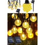Munico 50 Ledli Güneş Ipliği Işıkları Açık Villa Led Kristal Küre Işıklar Su Geçirmez 9 Metre Güneş Paneli