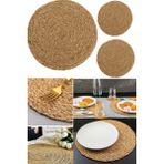Munico 8 Adet Şık Masa Düzeni Için 35 cm Büyük Boy Dekor Yemek Servis Ahşap Hasır Runner Amerikan Servisi - Beyaz - Sarı - Çok Renkli