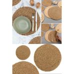 Munico 8'li Amerikan Servis Set Dayanıklı Kaymaz Dokuma 35CM Placemat Runner Ahşap Hasır Yemek Servis Sunum - Beyaz - Sarı - Çok Renkli