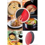 Munico Airfryer Yuvarlak Model Pişirme Matı 20 cm Kırmızı Yeniden Silikon Fritöz Airfrey Yapışmaz Silikonu