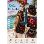 Munico El Emeği Kilim Desenli Sırt Çanta Doğa Dostu Kumaş Güvenli Fermuarlı Bölmeler Geleneksel Kilim Motif