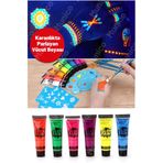 Munico Glow Yüz Boyası Seti – 25 gr Tüp, 6 Farklı Neon Renk | Karanlıkta Parlayan Etki Neonlu Fosforlu