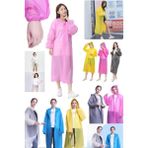Munico Pembe Renk Kalın Uzun Yağmurluk Su Geçirmez Açık Ceket Unisex Katlanabilir Şapkalı Cepsiz Yağmurluk - -- - Çok Renkli