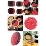 Munico Renkli Isıya Dayanıklı Yıkanılabilir Silikon Isı Airfryer Yuvarlak Model Pişirme Matı 20 cm Kırmızı