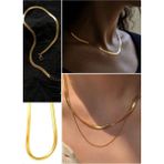 Munico Yüksek Kaliteli Klavikula Bıçak Bildirimi Kadın Altın Renk Paslanmaz Çelik Yılan Choker Kolye Zincir