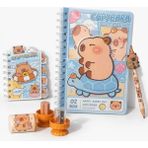 Munis Capybara Defter Seti Spiral | Kırtasiye Seti | A5 Defter + A7 Bloknot + Versatil Kalem + Silgi + Kalemtraş - Mavi